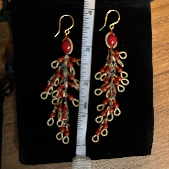 Miguel Ases Red Coral Color Pendant and Matching Earrings - Set - Picture 4 of 16